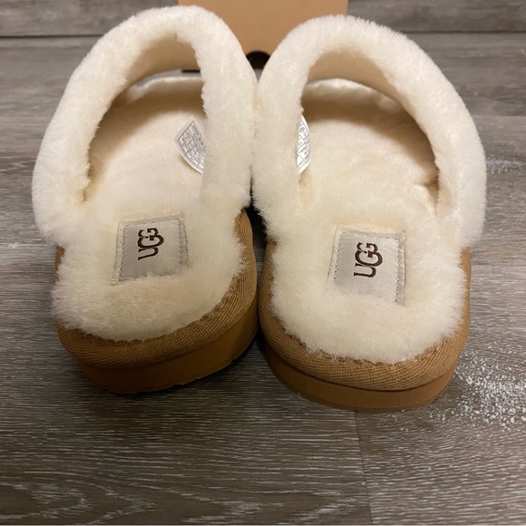 UGG | Annia Peep Toe Sheepskin Slide Slippers Chestnut Cream NEW - Picture 5 of 8